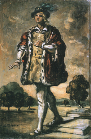 GIORGIO DE CHIRICO Figura del '500 1937/1939 Olio su tela riportata su tavola cm. 29,8x19,8