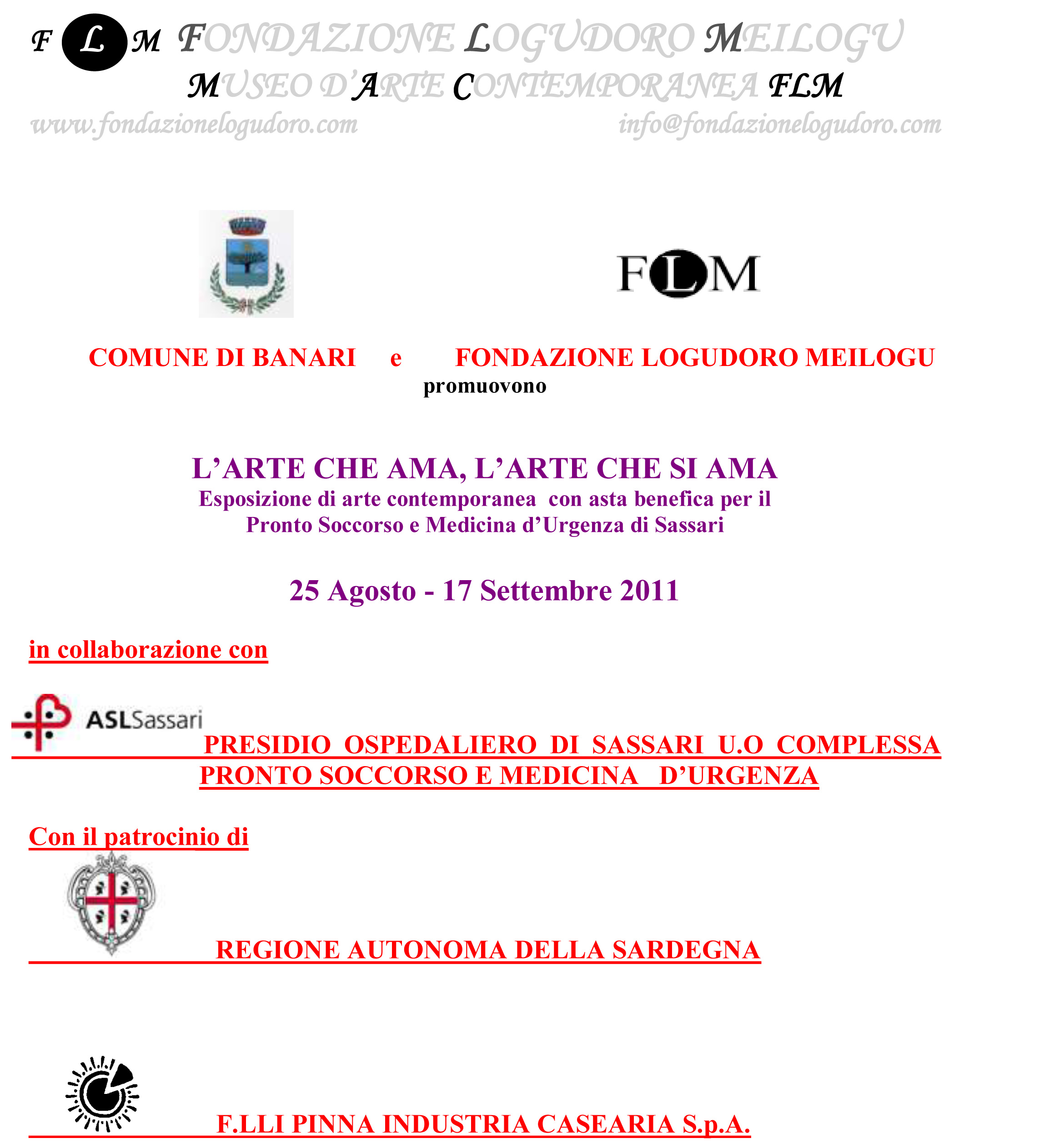 L'arte che ama, l'arte che si ama, comunicato